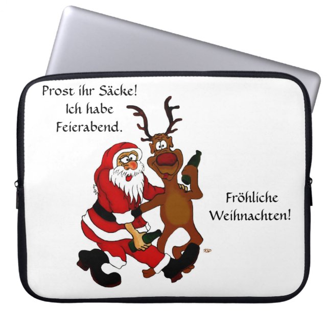 Weihnachtsmann mit Elch - Prost ihr Säcke! Laptop Fodral (Framsidan)