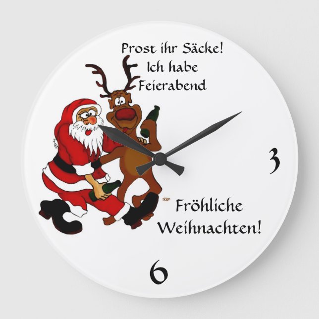 Weihnachtsmann mit Elch - Prost ihr Säcke! Stor Klocka (Framsida)