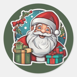 Weihnachtsmann mit Geschenken -  Runt Klistermärke