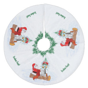 Weihnachtsmann mit Kaninchen Fox und Eichhörnchen Julgransmatta Fleece