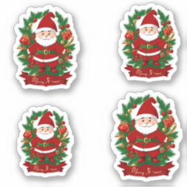 Weihnachtsmann mit Tannenzweigen - 4  Klistermärken