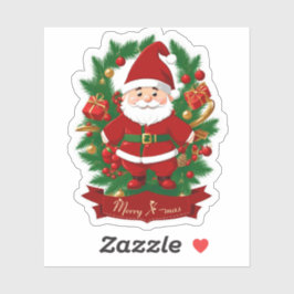 Weihnachtsmann mit Tannenzweigen -  Klistermärken