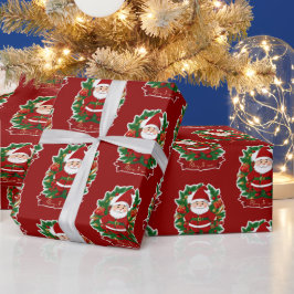 Weihnachtsmann mit Tannenzweigen -  Presentpapper