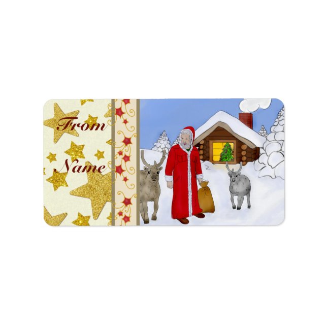 Weihnachtsmann Rechteckiger Aufkleber Adressetikett (Framsidan)