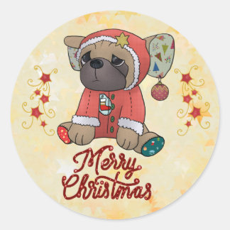 Weihnachtsmops Runt Klistermärke