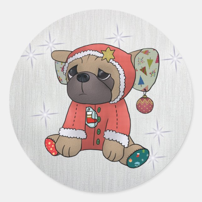 Weihnachtsmops Runt Klistermärke (Framsida)