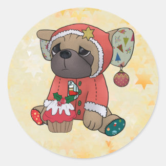 Weihnachtsmops Runt Klistermärke