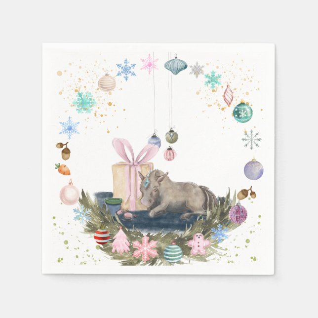 Weihnachtsmotiv Servietten mit Pferdebild Pappersservett (Framsidan)