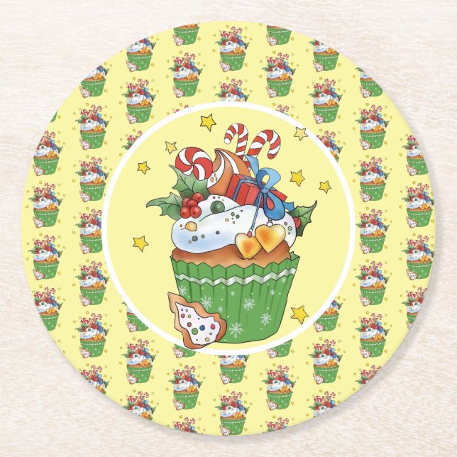 Weihnachtsmuffin  underlägg papper rund (Framsidan)