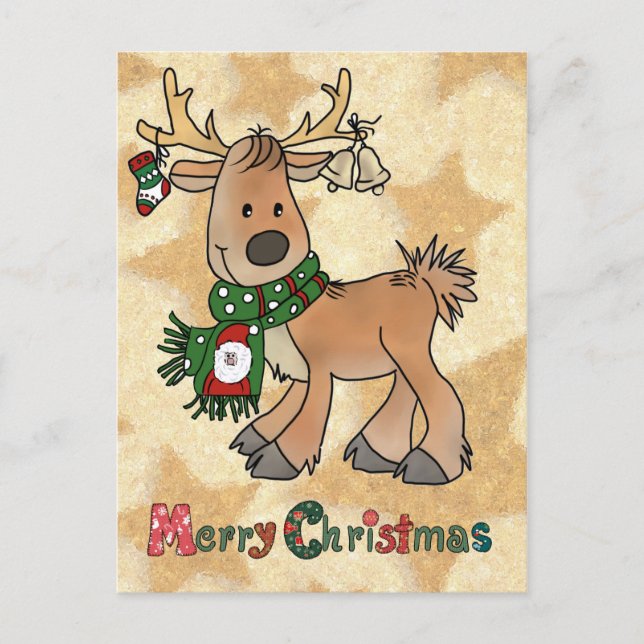 Weihnachtsren mit Sternen Helg Vykort (Framsida)