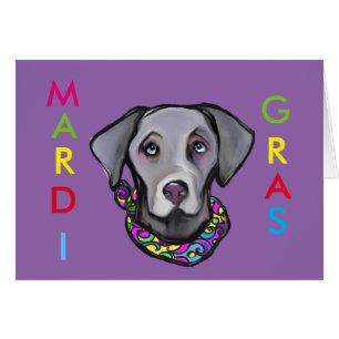 WEIMARANA MARDI GRAS HÄLSNINGSKORT