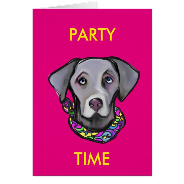 WEIMARANA MARDI GRAS HÄLSNINGSKORT (Framsidan)