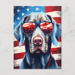 Weimaraner 4:e juli Independence day Vykort
