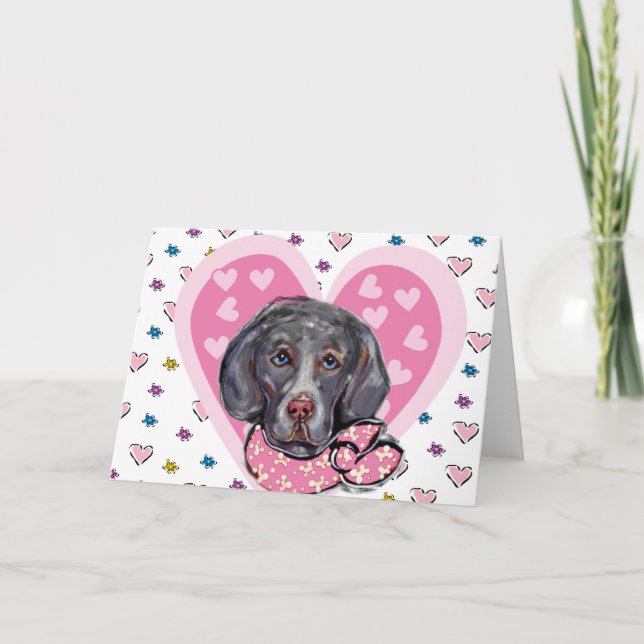 Weimaraner Alla Hjärtans Dag Helgkort (Framsida)