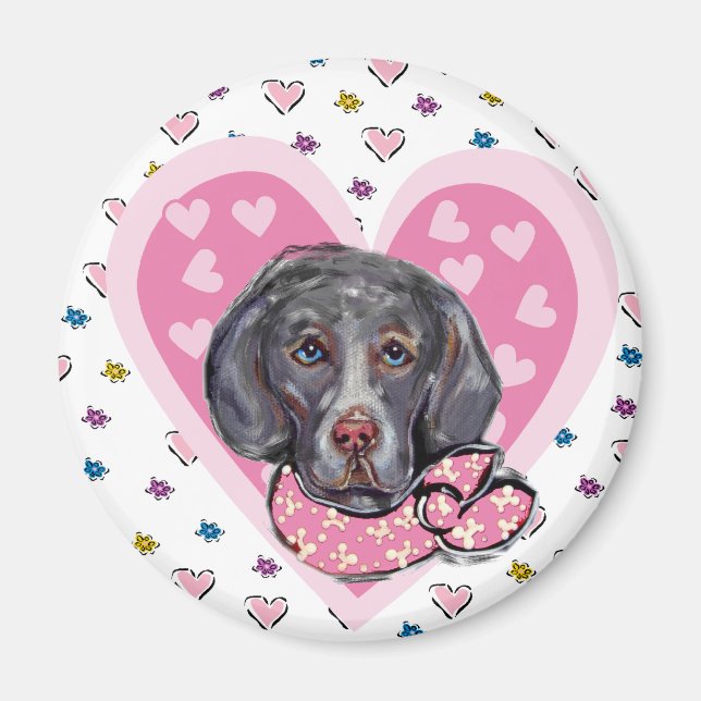 Weimaraner Alla Hjärtans Dag Magnet (Framsidan)