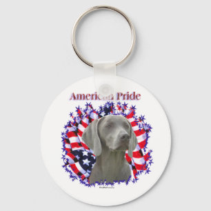 Weimaraner American Pride Keychain Nyckelring