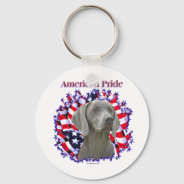 Weimaraner American Pride Keychain Nyckelring (Framsida)