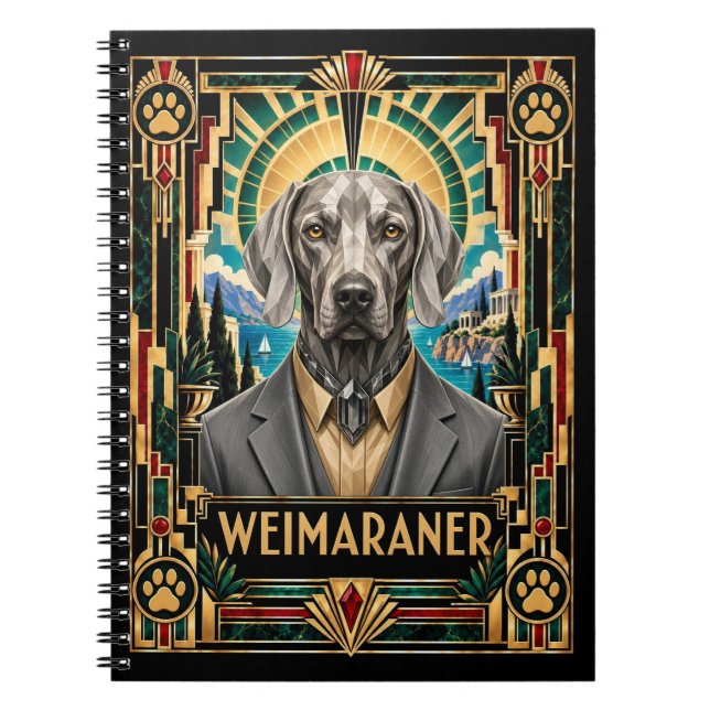 Weimaraner, Art Deco Hund Anteckningsbok (Framsidan)
