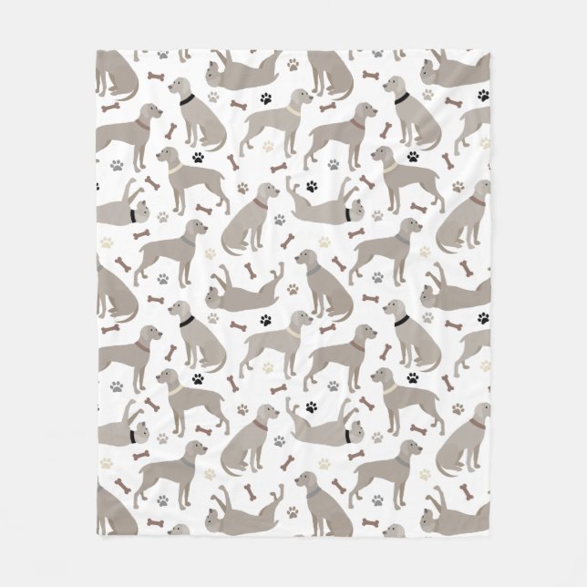 Weimaraner Bones and Paws Fleece Blanket (Framsidan)