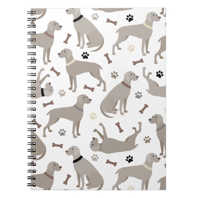 Weimaraner Bones and Tass Notebook Anteckningsbok (Framsidan)