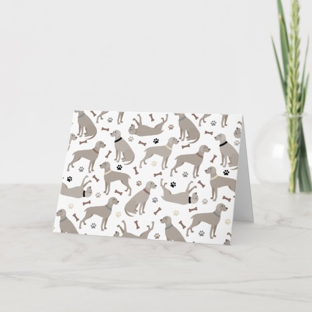 Weimaraner Bones och Tassar White Kort (Framsida)