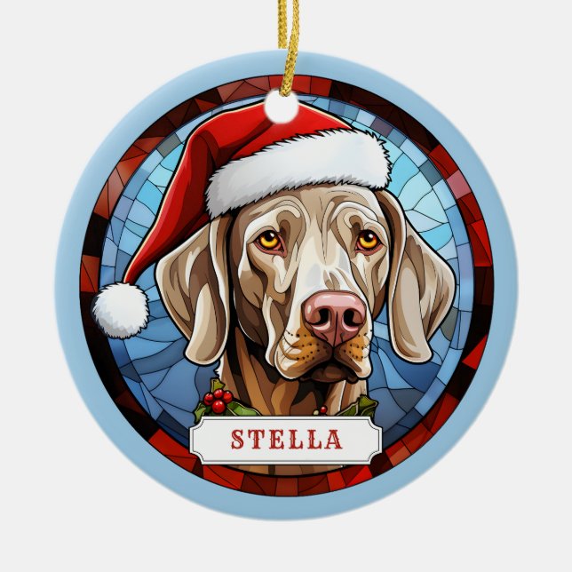 Weimaraner Ceramic Circle Ornament (Framsidan)