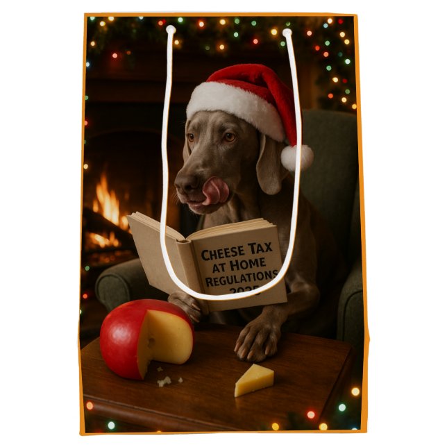 Weimaraner Cheese Tax Christmas gift bag  (Baksidan)