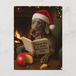 Weimaraner 'Cheese Tax' Christmas postcard Vykort