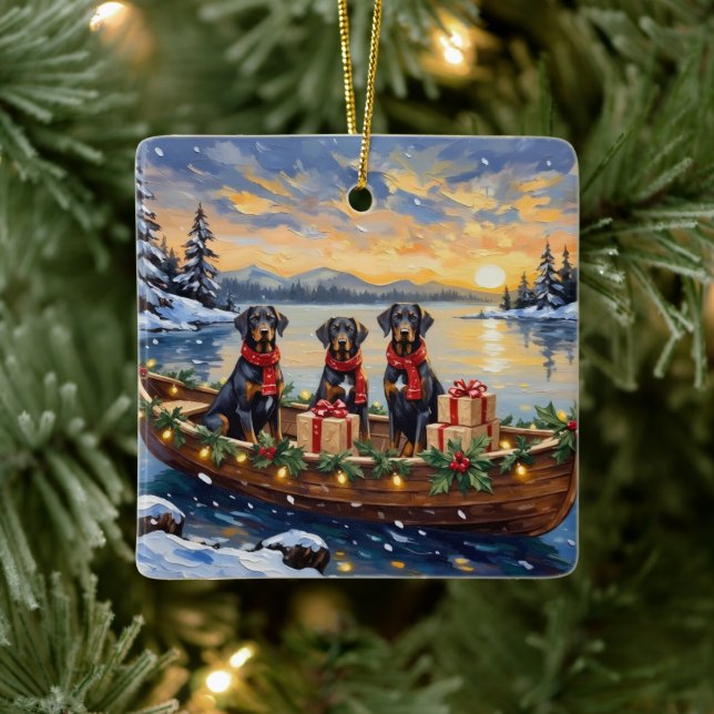 Weimaraner Christmas Boat Holiday Julgransprydnad Keramik (Träd)