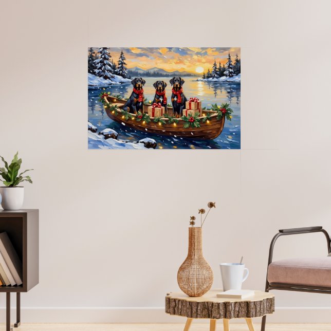 Weimaraner Christmas Boat Holiday Poster (Vardagsrum 3)