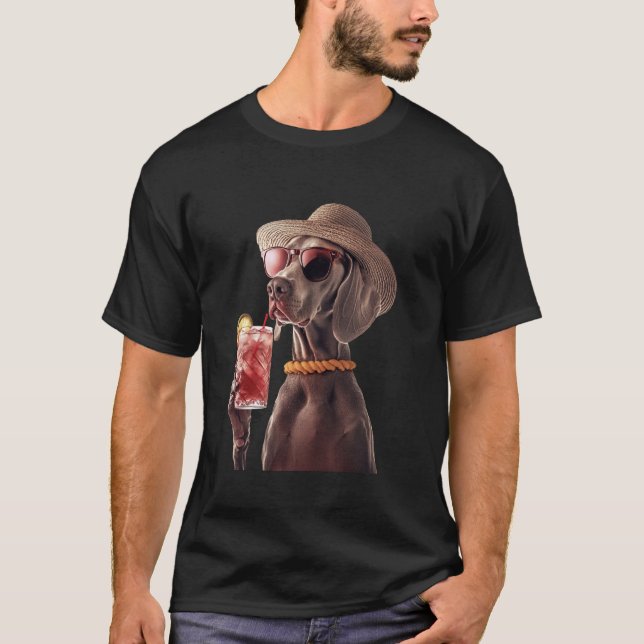 Weimaraner Cocktail T Shirt (Framsida)