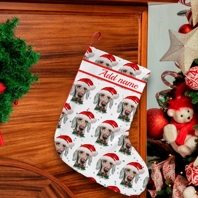 Weimaraner Dog Breed Christmas Stars Liten Julstrumpa (Skapare uppladdad)
