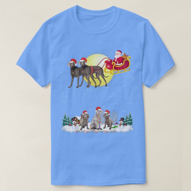 Weimaraner Dog Reindeer Dog Lights Christmas Lover T Shirt (Design framsida)