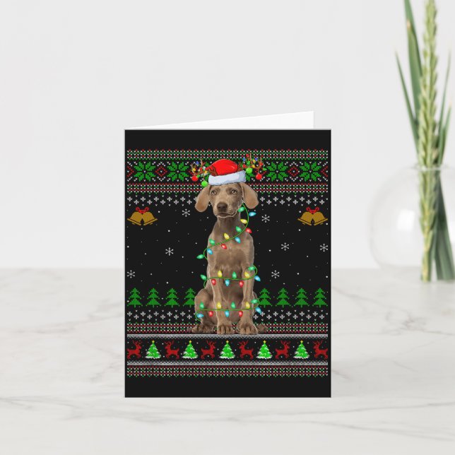 Weimaraner Dog Ugly Christmas Sweaters Holiday San Kort (Framsida)