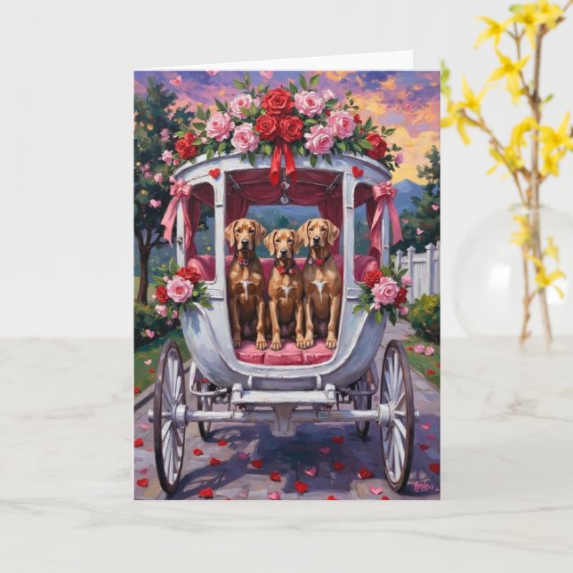 Weimaraner Dog Valentine's Day  Kort (Gul blomma)