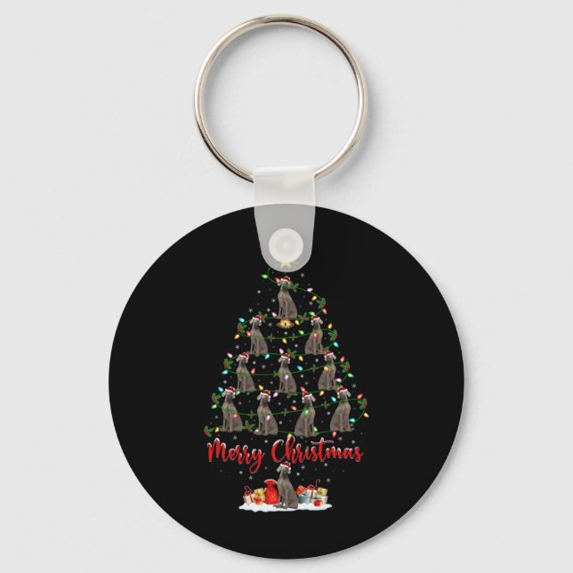 Weimaraner Dog Xmas Lights Santa Weimaraner Christ Nyckelring (Framsida)