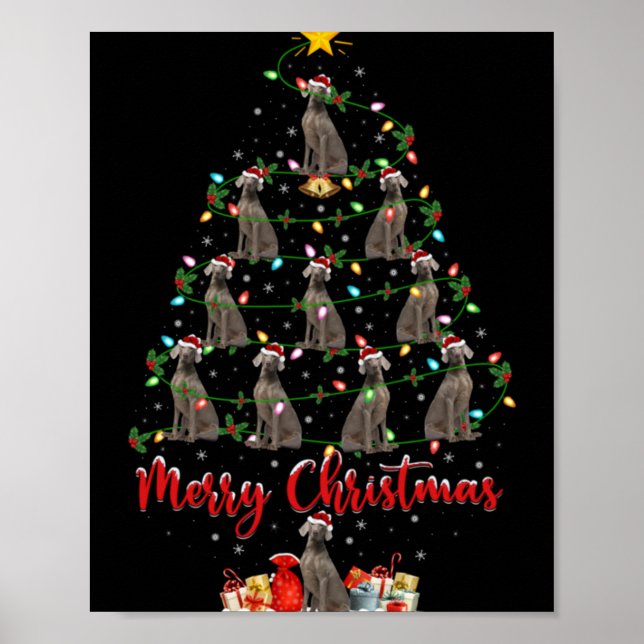 Weimaraner Dog Xmas Lights Santa Weimaraner Christ Poster (Framsidan)