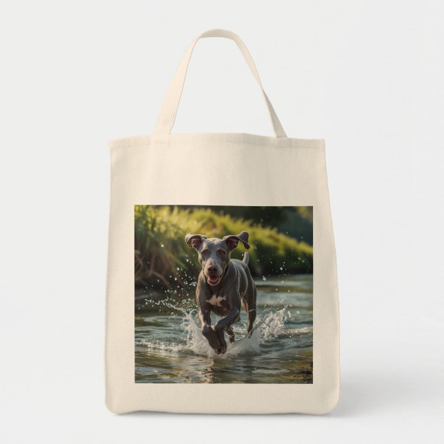 Weimaraner Elegant Livsmedel Tote Bag Tygkasse (Framsidan)