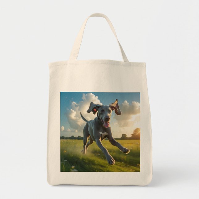 Weimaraner Elegant Livsmedel Tote Bag Tygkasse (Framsidan)
