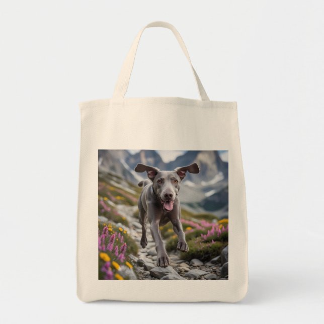 Weimaraner Elegant Livsmedel Tote Bag Tygkasse (Framsidan)