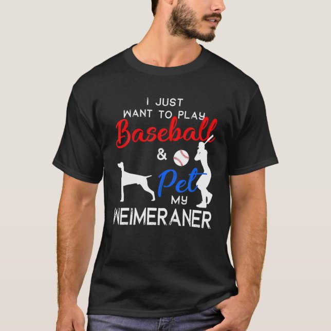 Weimaraner Funny Baseball Hundägare Älskare Julaft T Shirt (Framsida)