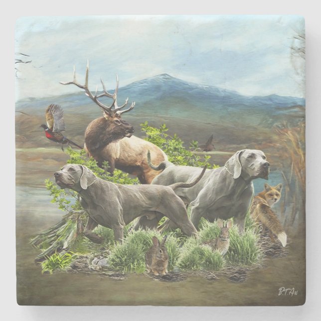 Weimaraner, "Grått Ghost" Stenunderlägg (Framsidan)