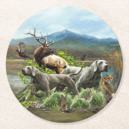 Weimaraner, "Grått Ghost" Underlägg Papper Rund