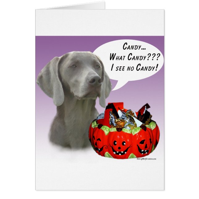 Weimaraner Halloween Candy Hälsningskort (Framsidan)