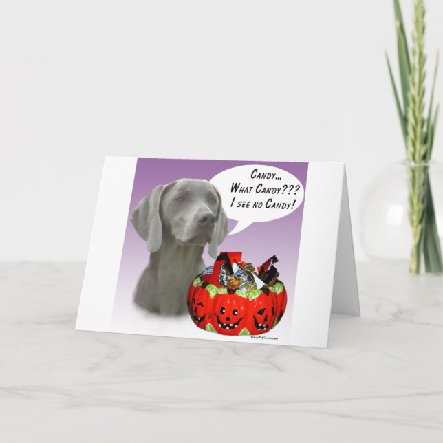 Weimaraner Halloween Candy Kort (Framsida)