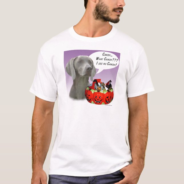 Weimaraner Halloween Candy T-shirt (Framsida)