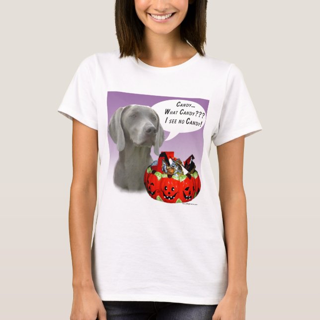 Weimaraner Halloween Candy T-shirt (Framsida)