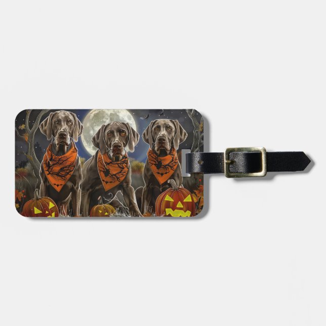 Weimaraner Halloween Kuslig  Bagagebricka (Horisontell Framsida)