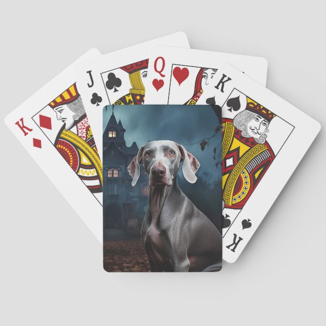 Weimaraner Halloween Scary Casinokort (Baksidan)