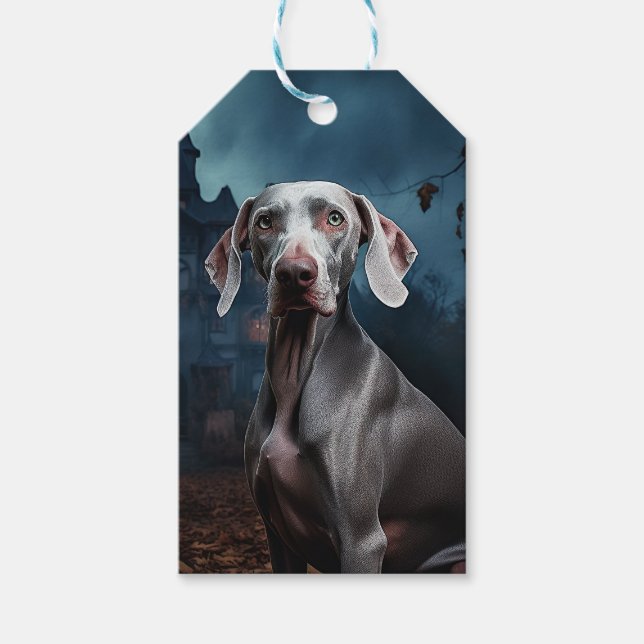Weimaraner Halloween Scary Presentetikett (Framsidan)